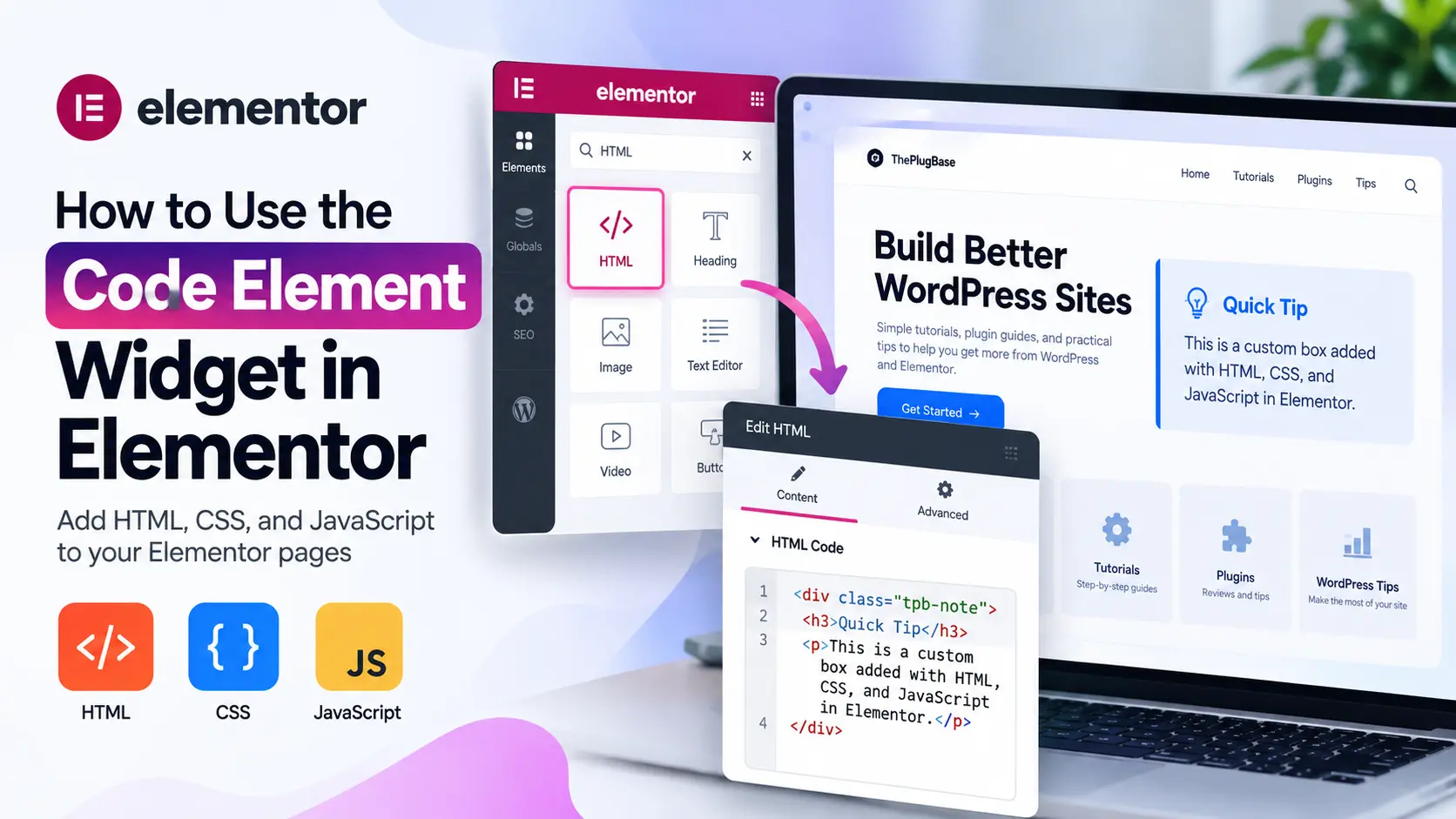 how to use the code element widget in Elementor
