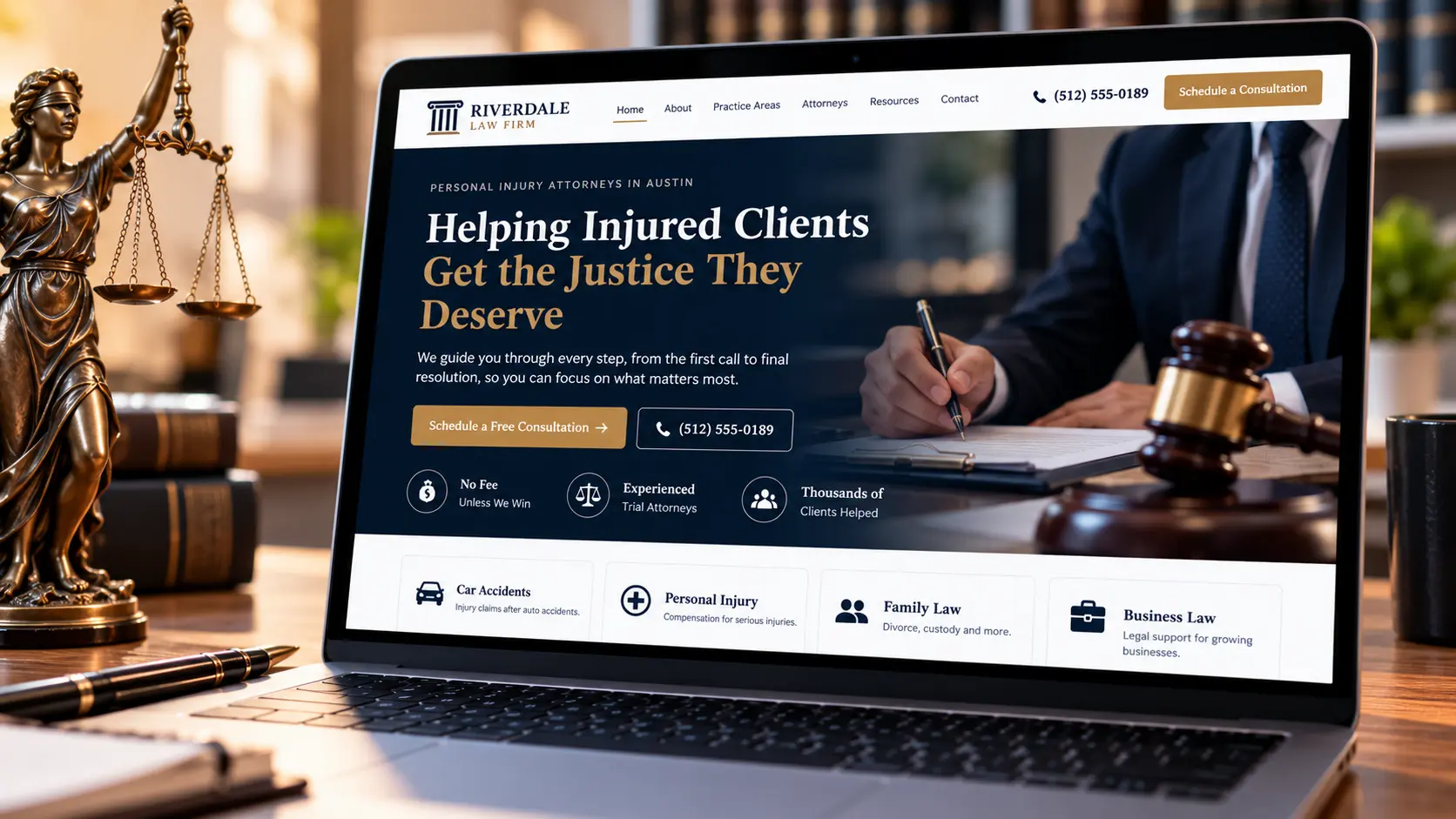 Law firm website conversion homepage layout