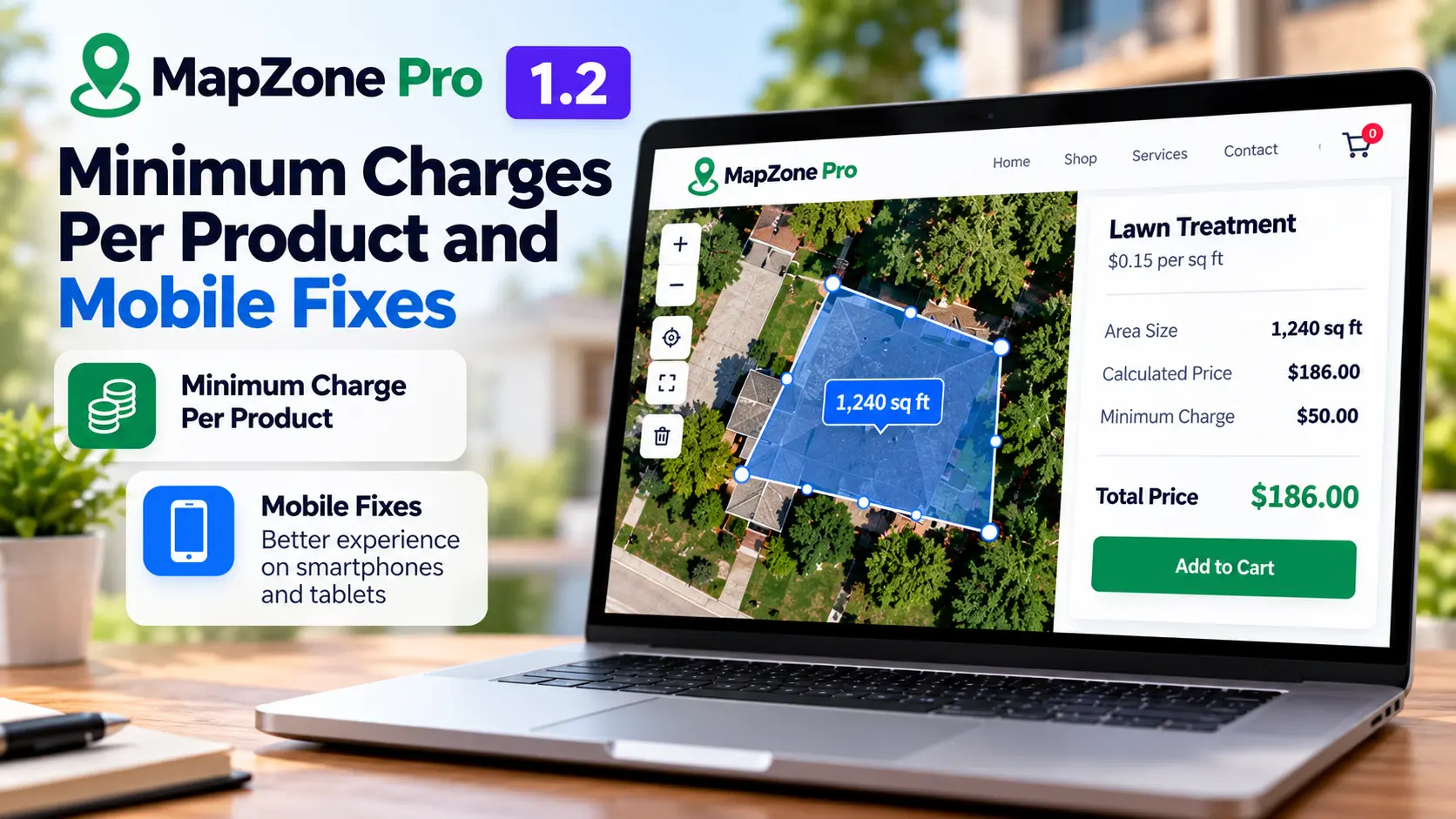 MapZone Pro 1.2 minimum charges per product and mobile fixes